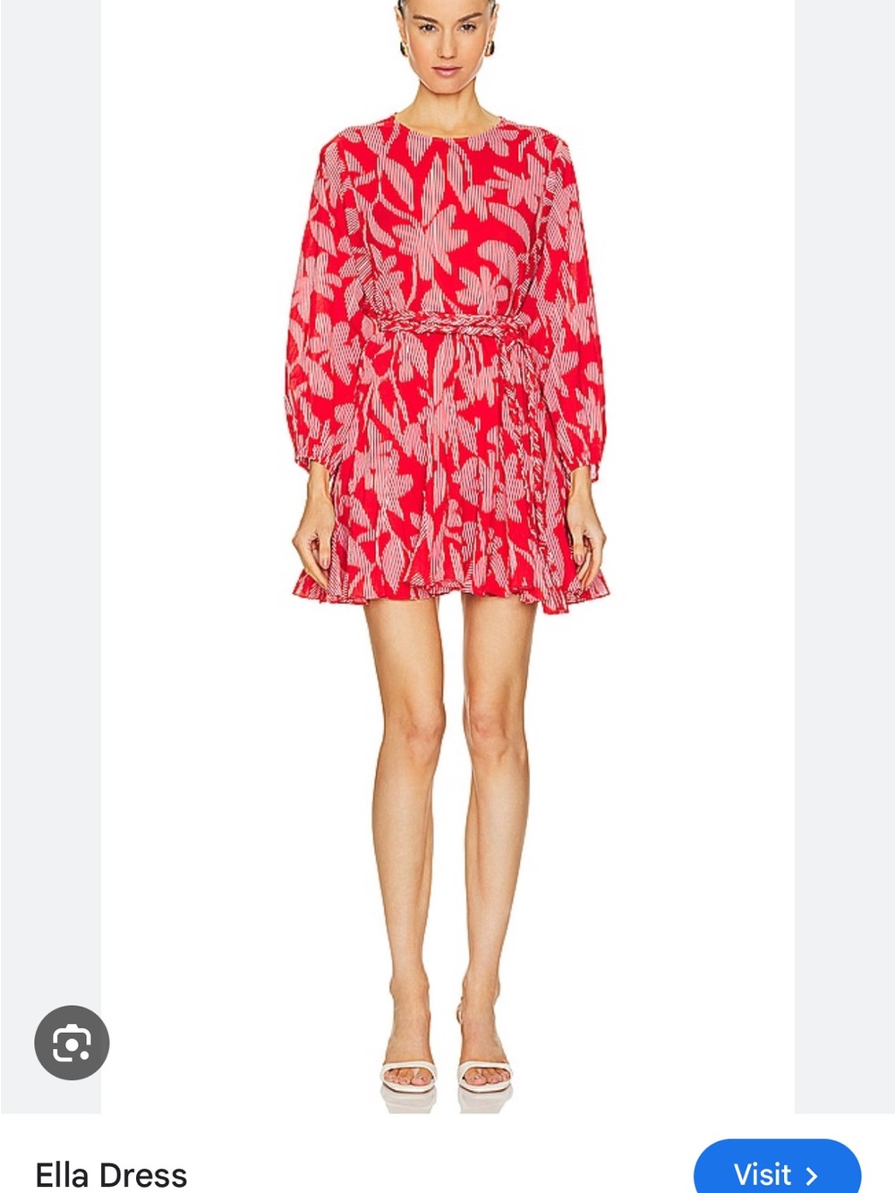 RHODE Red and White Floral-Print Tie-Waist Dress - Picture 3 of 3